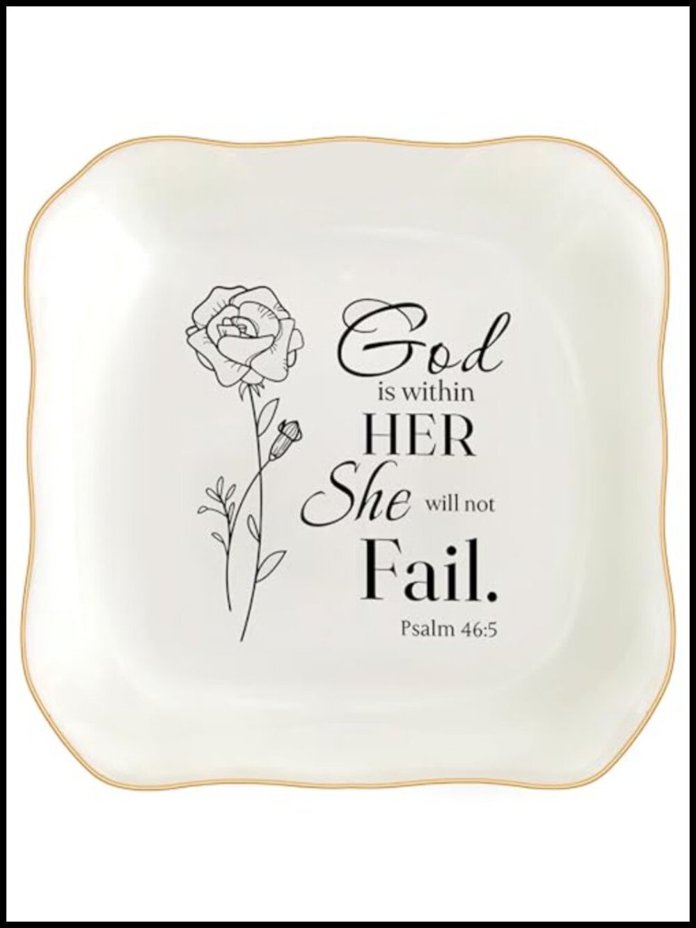 Ceramic Jewelry Dish Trinket Tray Psalm 46:5 Christian Gift for Women